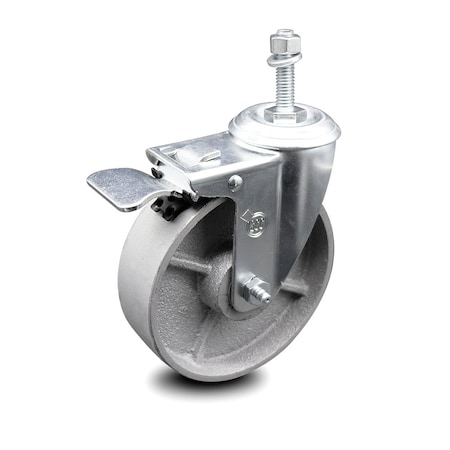 Service Caster 5 Inch Semi Steel Swivel 3/8 Inch Stem Caster with Total Lock Brake SCC SCC-TSTTL20S514-SSS-381615